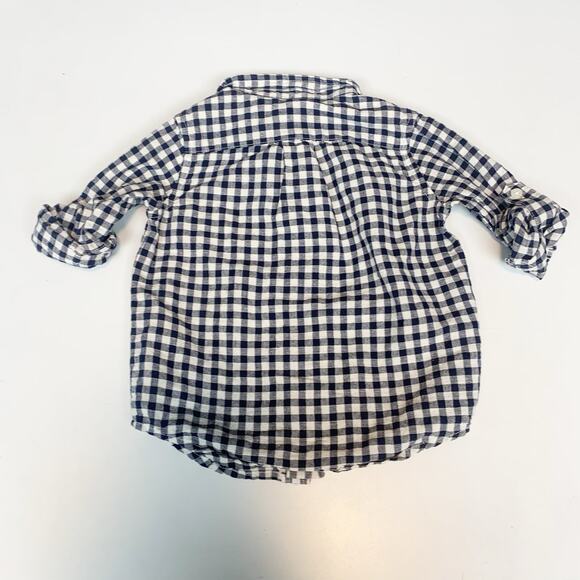 Janie and Jack Shirt Boys 2T Gingham Print Linen Blend Button Up Preppy Classic - Picture 2 of 5